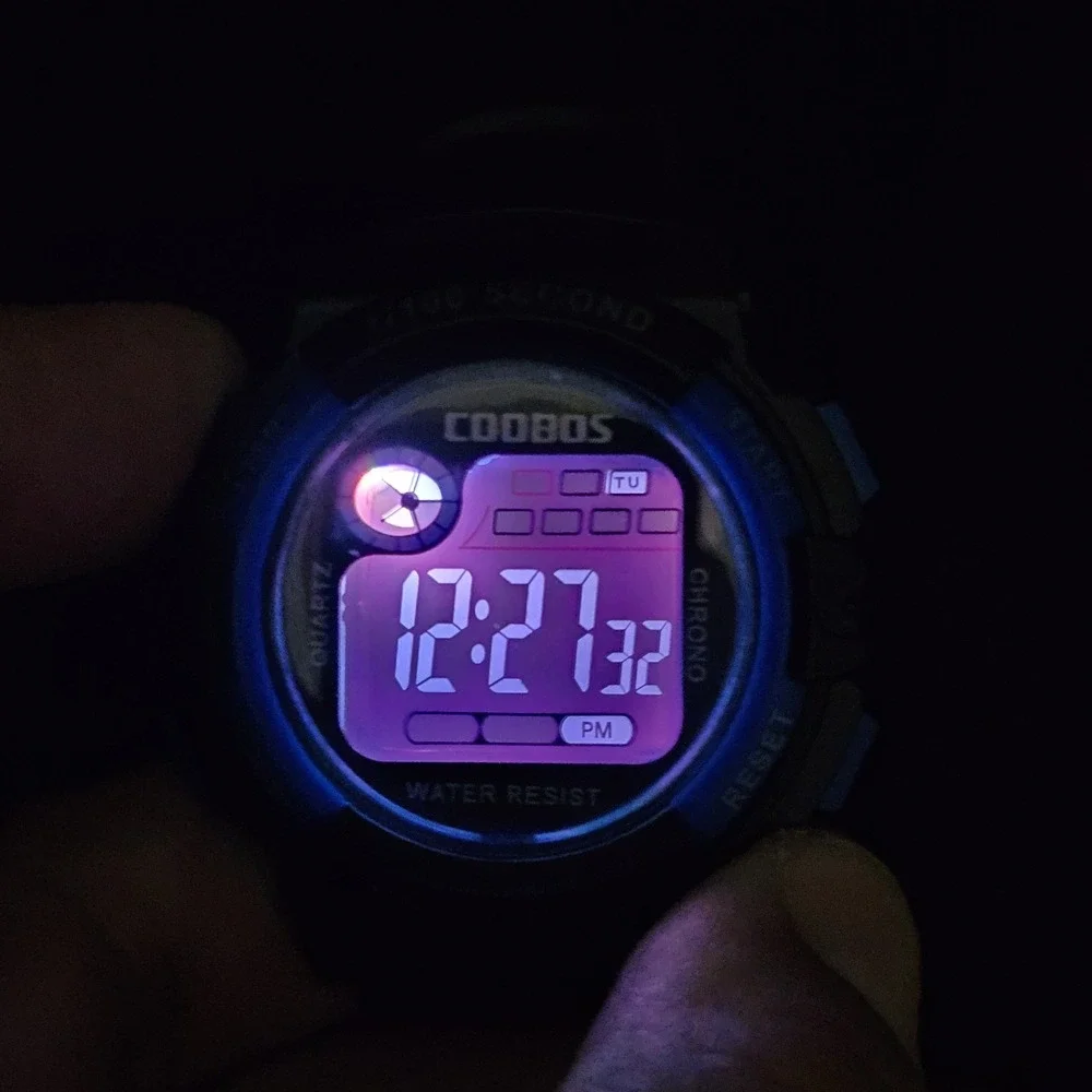 Men's Sport Digital Watch 44MM Black Plastic Bands New Battery‎
